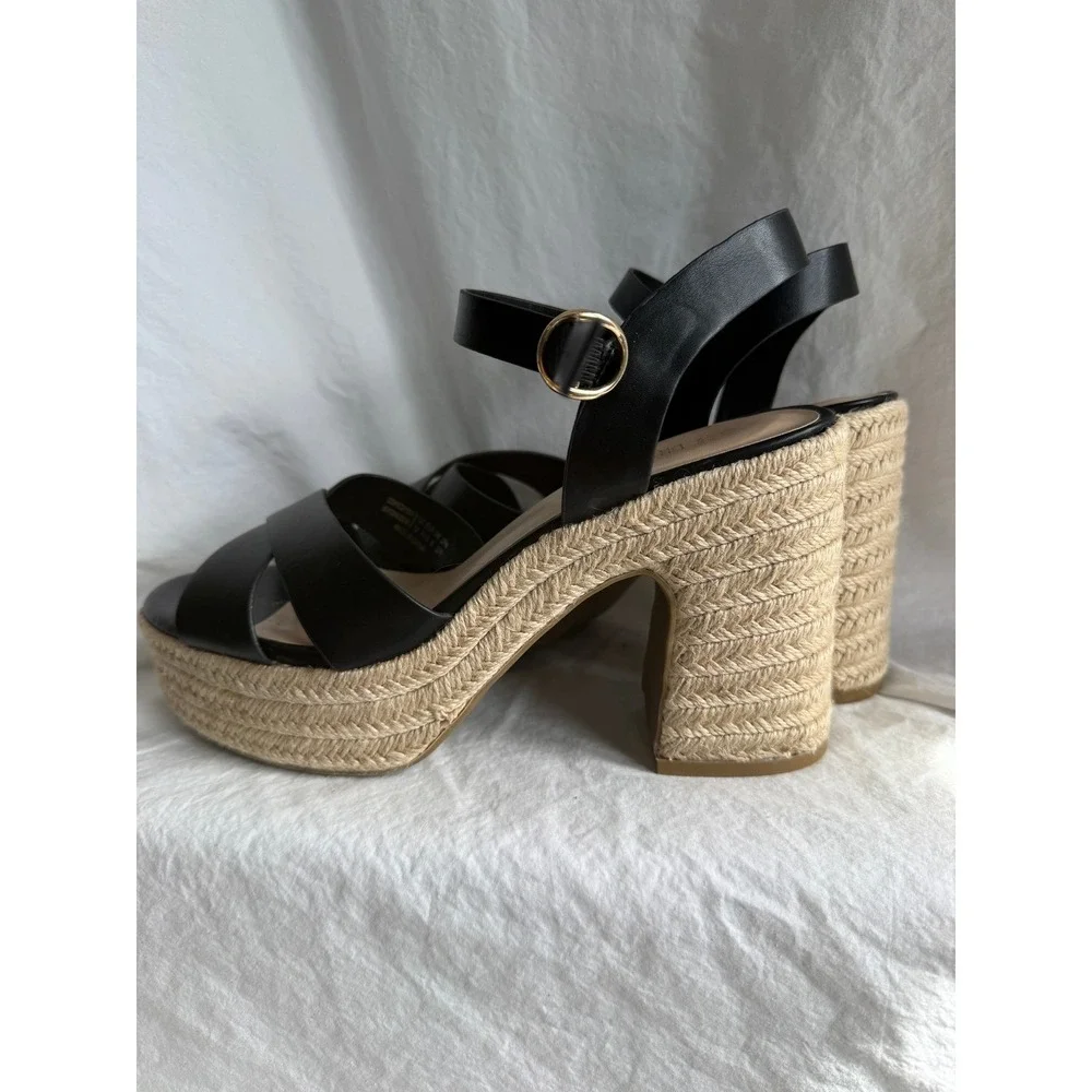 Dream Pairs Black Espadrille Platform Sandals Chunky Block Heel Womens 10